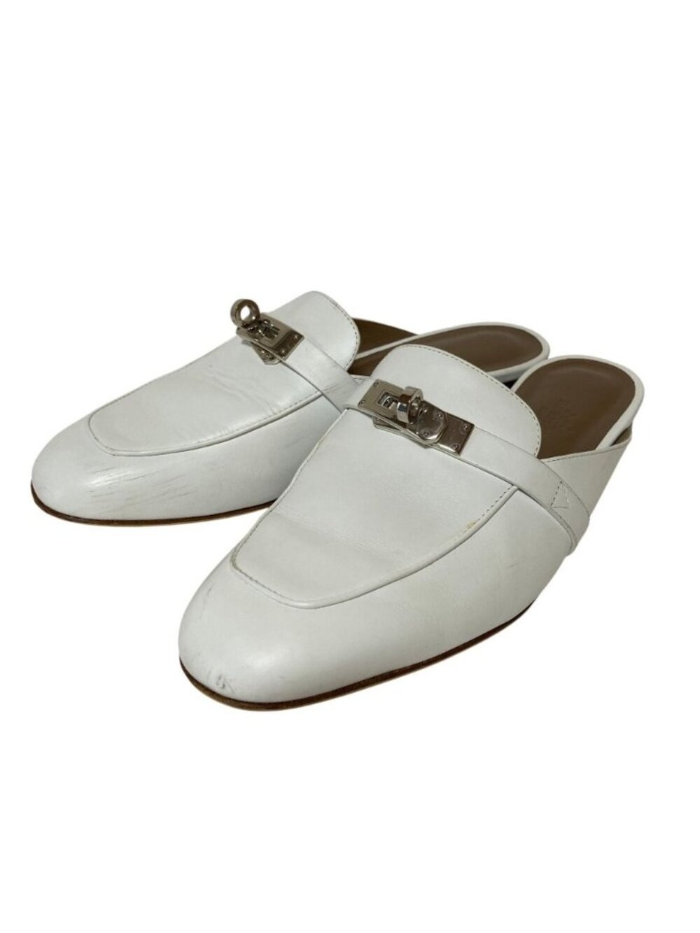 Hermes Oz Mules Flat Shoes White Spring Summer Fall Winter